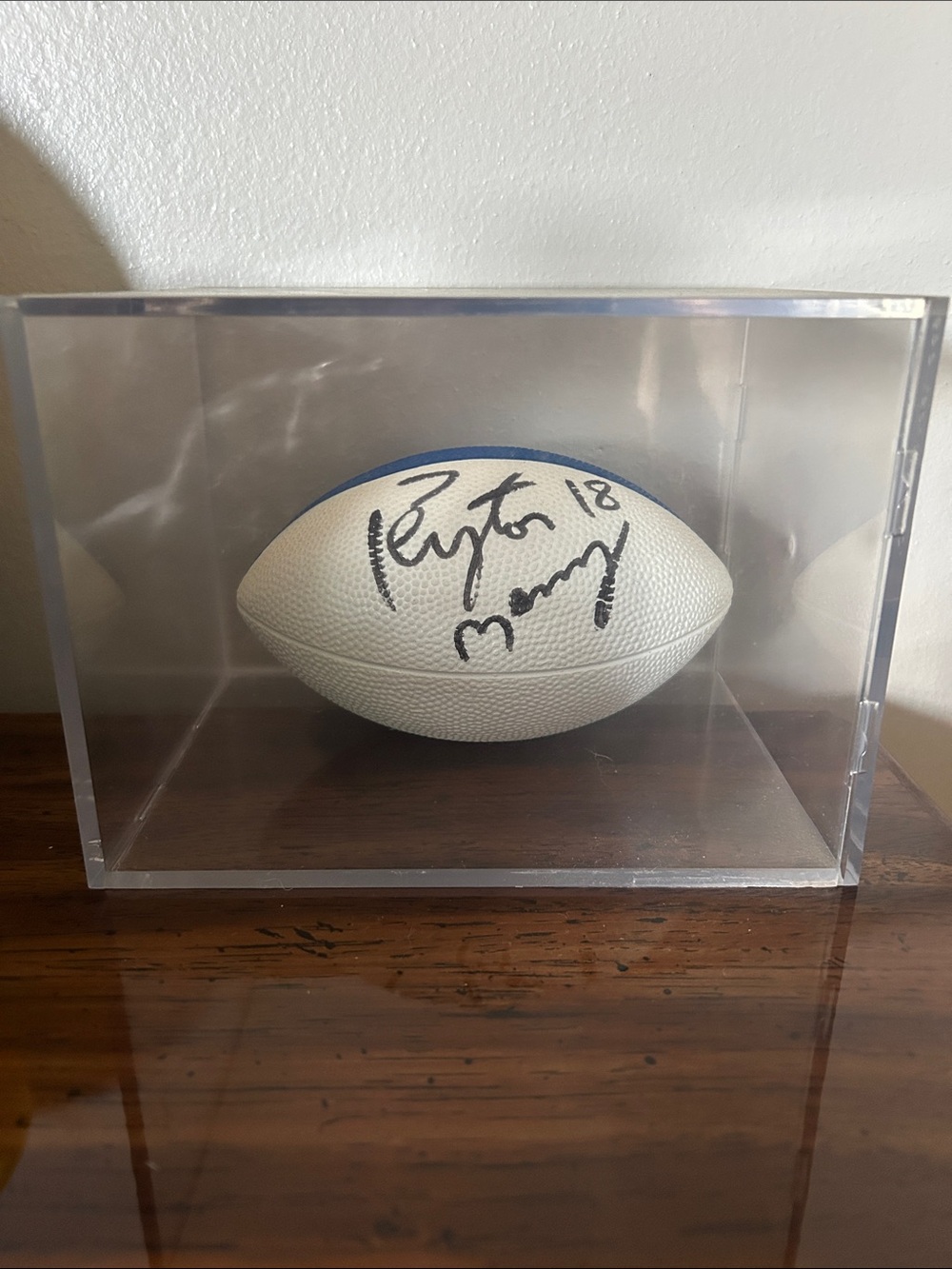 White and Blue Decorative Signed Football - Home Accents